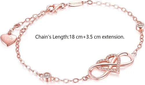 Miniatura 16 de BlingGem - Pulsera de plata esterlina 925, diseño de cruz, símbolo de buena fe, infinito clásico, religioso, multiuso, para mujer, adolescentes