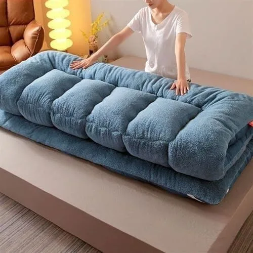 Miniatura 2 de Colchón de futón japonés de felpa gruesa, diseño plegable y enrollable de 4 pulgadas, sofá cama convertible portátil y almohadilla para dormir