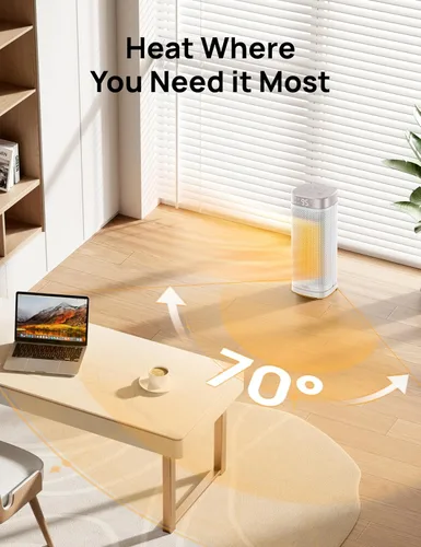 Miniatura 4 de Dreo Calentadores de espacio para uso en interiores, calentadores portátiles de 1500 W de calentamiento rápido con control remoto, grandes Blanco