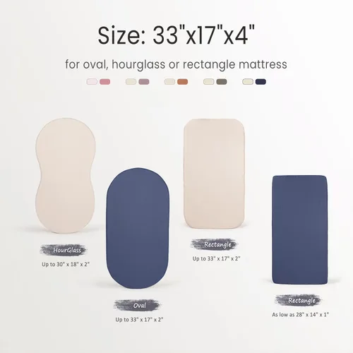 Miniatura 105 de lulumoon Sábanas de muselina para moisés para bebé: sábanas ajustables suaves para moisés de cabecera para niños y niñas Oliva y Crema
