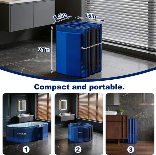 Miniatura 5 de Bañera Portátil para Adultos de 59" Grande Bañera Plegable de Inmersión en Frío Bañera de Hielo Plegable Sin Instalación para Cabina de Ducha, Baño