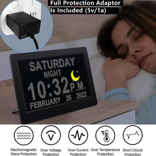 Miniatura 6 de MASSII 【2025 Nuevo】 Reloj Grande de 11.5" Hablante con Fecha y Hora de Voz, Reloj de Calendario para Demencia, DST Auto, 20 Recordatorios