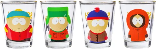 Miniatura 2 de Silver Buffalo South Park con Stan, Kenny, Cartman y Kyle - Paquete de 4 mini vasos de 1,5 onzas Personajes principales de South Park