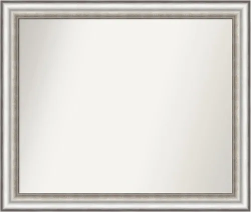 Miniatura 396 de Amanti Art Espejo de baño plateado para sobre el fregadero, 26 x 26 pulgadas, espejo cuadrado de plata antigua, marco de madera tradicional mediano