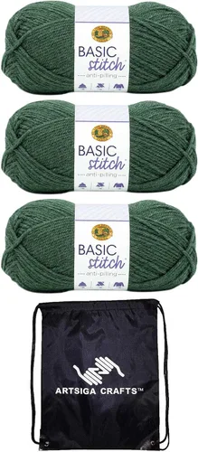 Miniatura 10 de Lion Brand Basic Stitch Hilo Acrílico Anti-Bolitas Ecru 202-098 (3 Madejas - Mismo Lote de Tinte) Worsted Mediano #4 Hilo Acrílico para Crochet