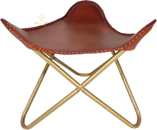 Miniatura 41 de Pie plegable de mariposa de cuero Acento de salón, camping, caminar, caza, senderismo, pesca, viajes (beige)