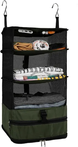 Miniatura 21 de Surblue Bolsa de Almacenamiento Colgante para Armario Plegable de 3 Estantes de Tela Oxford Lavable con 2 Ganchos
