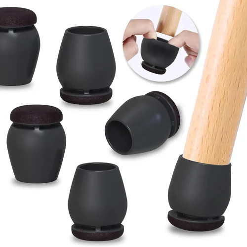 Miniatura 12 de Ezprotekt 24 piezas de protectores redondos de silicona para patas de silla para suelos de madera, almohadillas de fieltro para muebles, tapas