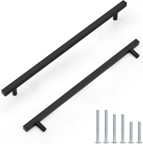 Miniatura 22 de Probrico Paquete de 5 manijas de gabinete, color negro, 2-1/2 pulgadas (2.520 in), barra cuadrada en T, manijas de gabinete de cocina, tiradores