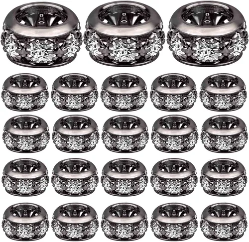 Miniatura 10 de BronaGrand 40 cuentas espaciadoras europeas de diamantes de imitación de 0.315 pulgadas (0.315 in), cuentas espaciadoras de cristal para bricolaje