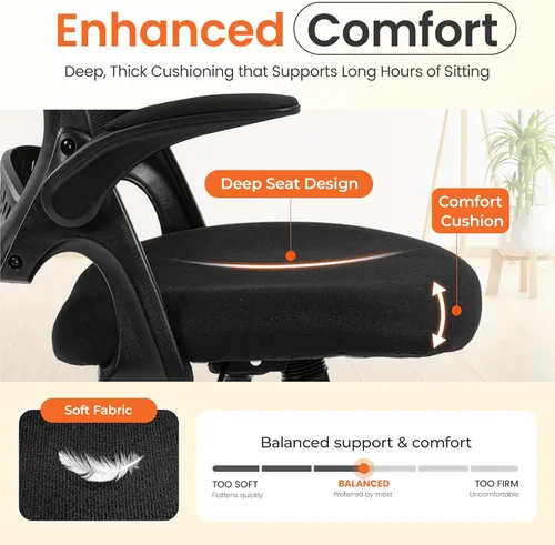 Miniatura 4 de NEO CHAIR Silla de oficina para videojuegos, silla ergonómica de malla con brazos abatibles, cómodo soporte lumbar, altura ajustable, ruedas Todo