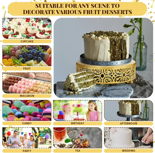 Miniatura 4 de Lallisa Juego de soportes redondos de metal de 4 niveles para tartas de 6, 8, 10, 12 pulgadas, para postres, decoración para bodas, cumpleaños