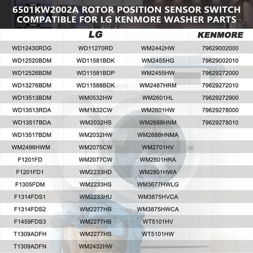 Miniatura 7 de WISINY 6501KW2002B 6501KW2002A Sensor de Posición del Rotor de Lavadora para Sensor Hall de LG Soluciona el Código de Error LE Compatible