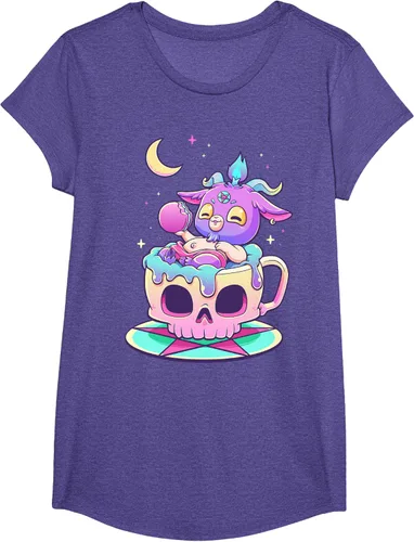 Miniatura 65 de Kawaii Pastel Goth Cute espeluznante Pentáculo Baphomet - Camiseta de cabra, Negro