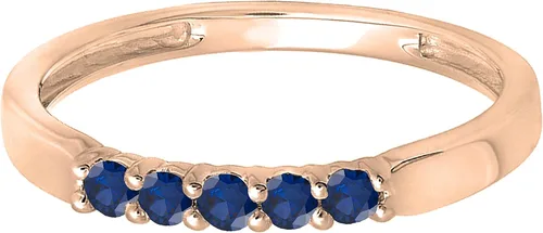 Miniatura 35 de Dazzlingrock Collection Anillo de boda redondo de 5 piedras preciosas o diamantes para mujer en oro macizo de 10 K/14 K/18 K