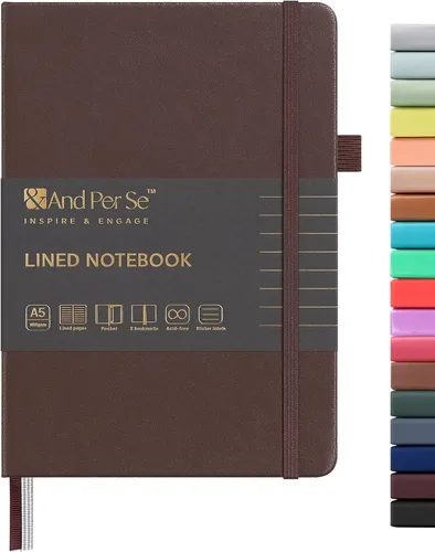 Miniatura 122 de &And Per Se - Cuaderno en blanco, 160 páginas, 5.7 x 8 pulgadas, cuaderno de rayas estrechas con papel grueso para escribir, cuaderno de tapa dura