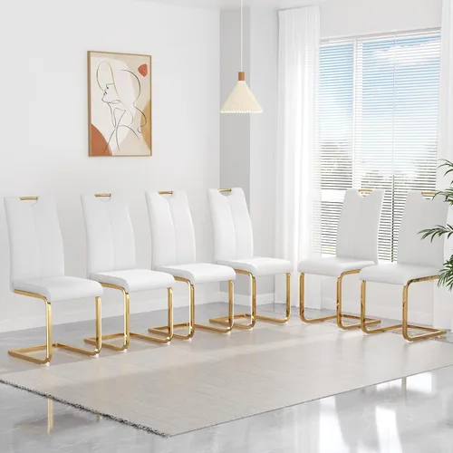 Miniatura 10 de yeag Juego de Sillas de Comedor Modernas de 2 Unidades, Sillas de Cocina y de Sala de Estar con Respaldo Alto, con Patas de Metal Cromado Dorado