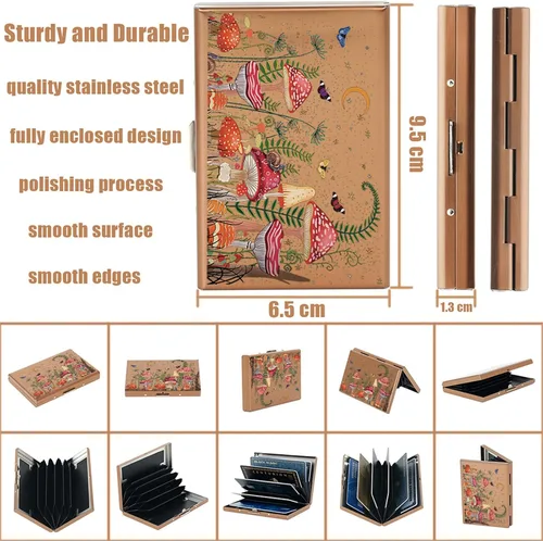 Miniatura 27 de BONSYL® Soporte para tarjetas de crédito, cartera delgada de metal con bloqueo RFID, con 6 ranuras para tarjetas, para mujeres y hombres.