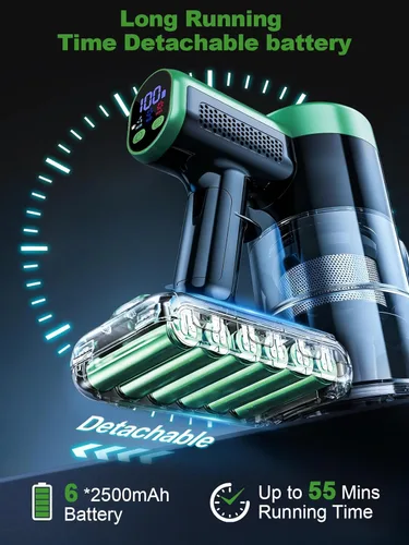 Miniatura 6 de Aspiradora inalámbrica, aspiradoras de 58 Kpa para el hogar, aspiradora de palo de 55 minutos con autoservicio y pantalla LED, antienredos y carga