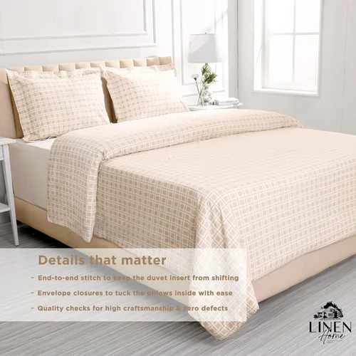 Miniatura 4 de Linen Home Juego de edredón de percal tamaño King impreso, relleno de edredón alternativo de plumón de lyocell lavado para todas las estaciones