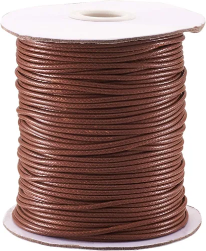Miniatura 36 de Cordón de poliéster encerado coreano de 100 yardas, hilo de cordón trenzado beige para collar, cuerda de alambre de 0.079 pulgadas con carrete