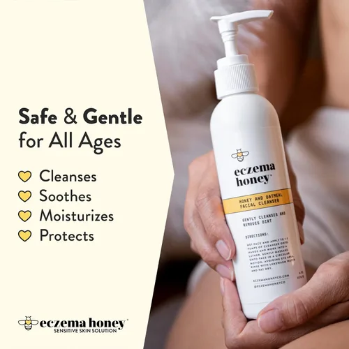 Miniatura 4 de ECZEMA HONEY Limpiador facial de avena – El lavado facial de eccema natural evita brotes – Limpiador facial suave diario para piel seca