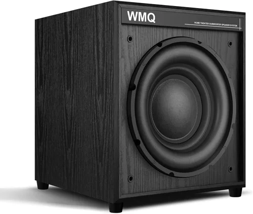 Subwoofer doméstico alimentado de 10 pulgadas, 300 W RMS, graves de alta fidelidad, carcasa MDF con disipador de calor