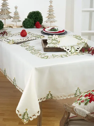 Miniatura 2 de SARO LIFESTYLE QX227.I1420B Pandoro Collection - Manteles individuales con árbol de Navidad (juego de 4 unidades), 14 x 20 pulgadas, color marfil