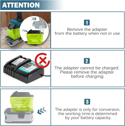 Miniatura 7 de Adaptador de batería para Ryobi para herramientas eléctricas inalámbricas Makita de 18 V, permite que las baterías Ryobi 18V ONE+ P107 P108 P109
