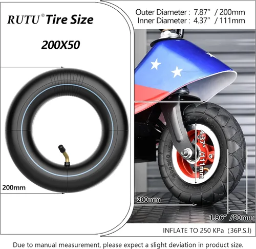 Miniatura 2 de RUTU Tubos interiores de 200 x 50 - Tubo de neumático eléctrico para scooter - Compatible con Razor E100, E150, E200, Power Core E100, Dune Buggy