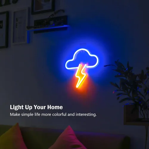 Miniatura 4 de Letrero de neón LED de nube y relámpagos para decoración de pared, luz de neón colgante con batería o USB, luces de neón para dormitorio, estética