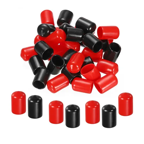 Miniatura 16 de MECCANIXITY 50 unids tapas de goma Surtido de 0.079 in PVC vinilo tornillo rosca protector para tornillo tornillo negro rojo