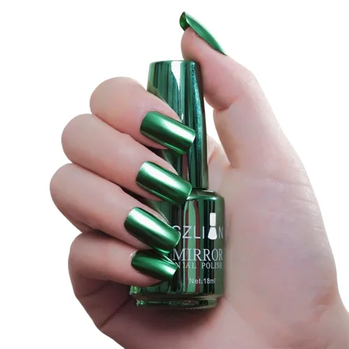 Miniatura 18 de KYDA Esmalte de uñas de espejo plateado de 0.6 fl oz, esmalte de espejo brillante brillante para arte de uñas, arte de uñas de efecto metálico