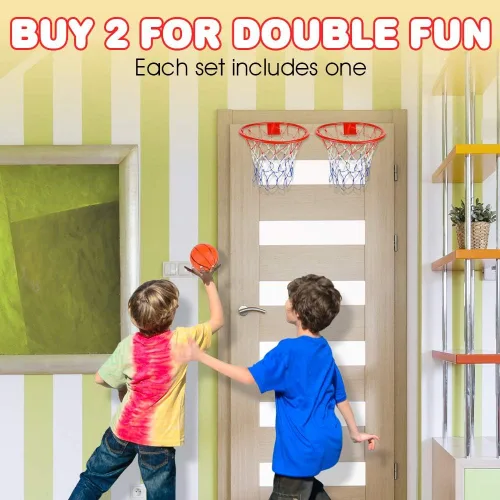 Miniatura 5 de ArtCreativity Mini juego de aro de baloncesto para colocar sobre la puerta, fácil de colgar, no requiere montaje, incluye 1 mini bola y aro de red