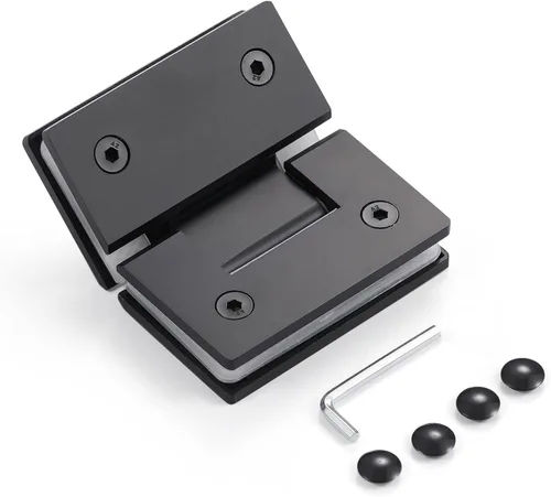 Miniatura 13 de Ranbo Bisagra de puerta de vidrio para ducha de 270 grados, acero inoxidable 304 sólido de 0.197 in, montaje de vidrio a vidrio, para puertas sin