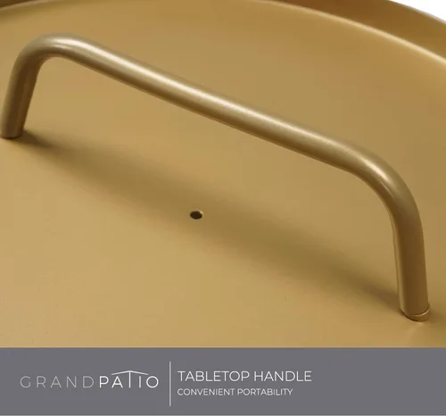 Miniatura 4 de Grand patio Mesa auxiliar para exteriores con asa, mesa auxiliar pequeña portátil, mesa auxiliar de café redonda de 17 pulgadas dorada