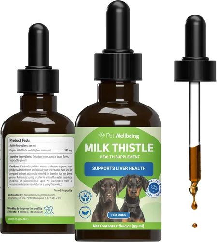 Pet Wellbeing Cardo Mariano para Perros - Cardo Mariano Orgánico, Apoya la Función Hepática Saludable y la Desintoxicación - Certificado NASC y