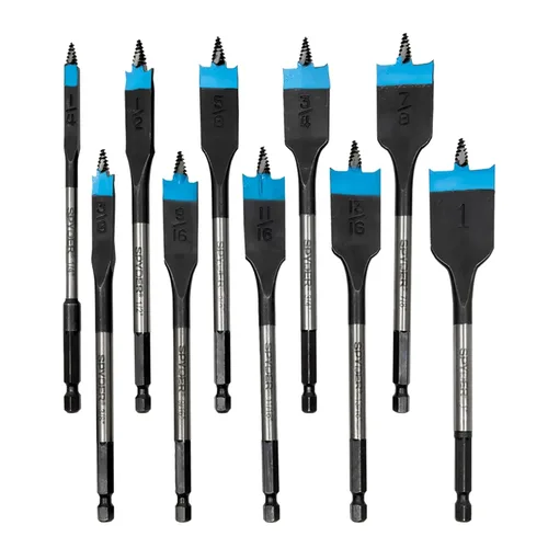 Spyder Juego de 10 brocas de madera Stinger surtidas, puntas roscadas, hexagonal de velocidad nominal de impacto de ¼ de pulgada