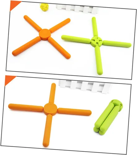 Miniatura 2 de Multifuncional De Silicona Placemat Soporte De Teléfono Celular En Forma De Cruz Para Mesa De Comedor - Gadget De Cocina Verde