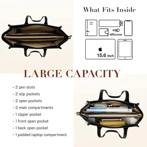 Miniatura 3 de Missnine - Bolsa de lona para laptop de 15.6 pulgadas, bolsa de trabajo para mujeres, bolsa para profesores, bolsa de hombro para computadora casual