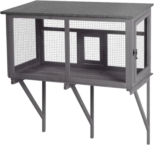 Miniatura 9 de Aivituvin Catio - Caja para gatos con ruedas, casa para gatos al aire libre con techo resistente a la intemperie, 3 plataformas, jaula portátil