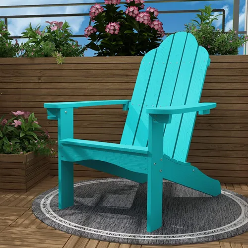 Miniatura 9 de LUE BONA HDPS Sillas Adirondack Set de 2, Silla para Hoguera al Aire Libre Resistente a la Intemperie con Portavasos, Silla Moderna de Plástico