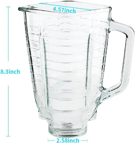 Miniatura 3 de Piezas de repuesto de 5 tazas con tapa cuadrada de vidrio con cuchilla, compatible con licuadora Oster Classic Series y licuadora Osterizer