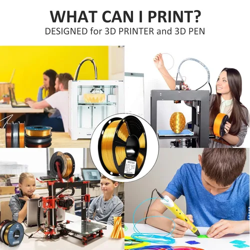 Miniatura 7 de GEEETECH Filamento PLA de color dorado sedoso de 0.069 libras, filamento de seda brillante para impresora 3D, carrete de 2.2 libras, precisión