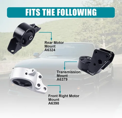 Miniatura 3 de Kit de montaje de motor y transmisión, 3 piezas, compatible con Nissan Sentra 1995-1999, 200SX 1995-1998 Reemplazar A6324 A6379 A6398