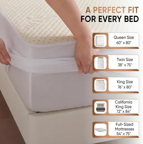 Miniatura 6 de Protector de Colchón Orgánico Impermeable de Lujo Queen - Funda de Almohadilla de Colchón Transpirable de Algodón Orgánico - Comodidad Premium