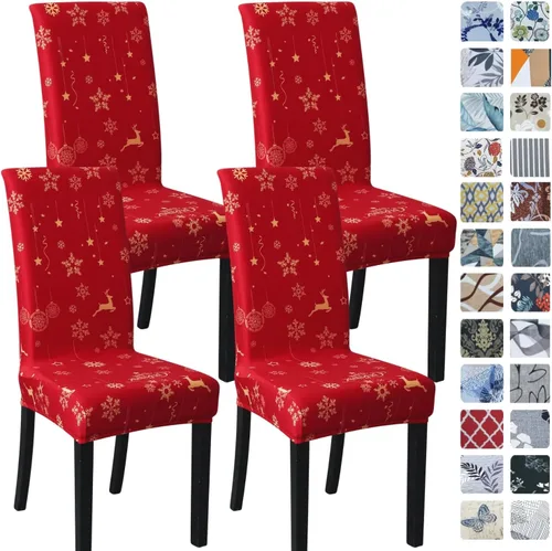 Miniatura 35 de SPRINGRICO Paquete de 6 fundas blancas para sillas de comedor, fundas elásticas para sillas de comedor con diseño floral, de elastano lavable