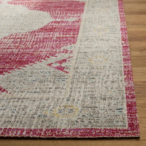 Miniatura 4 de SAFAVIEH Alfombra lavable para exteriores, colección Montage - Alfombra de pasillo de 2 pies 3 pulgadas x 8 pies, rosa y gris, no desprende pelusa