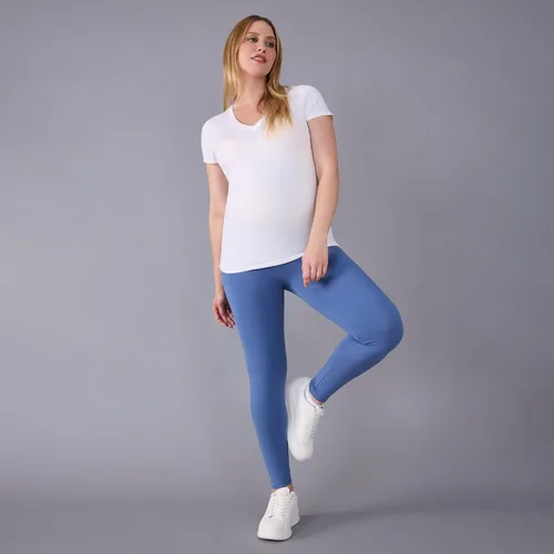 Miniatura 47 de Motherhood Maternity Leggings esenciales elásticos de longitud completa para mujer, ajuste secreto sobre el vientre