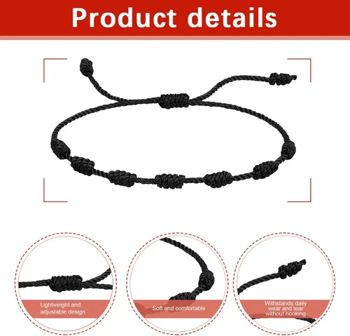 Miniatura 8 de Pulsera de protección con 7 nudos de protección, pulseras ajustables para mujer
